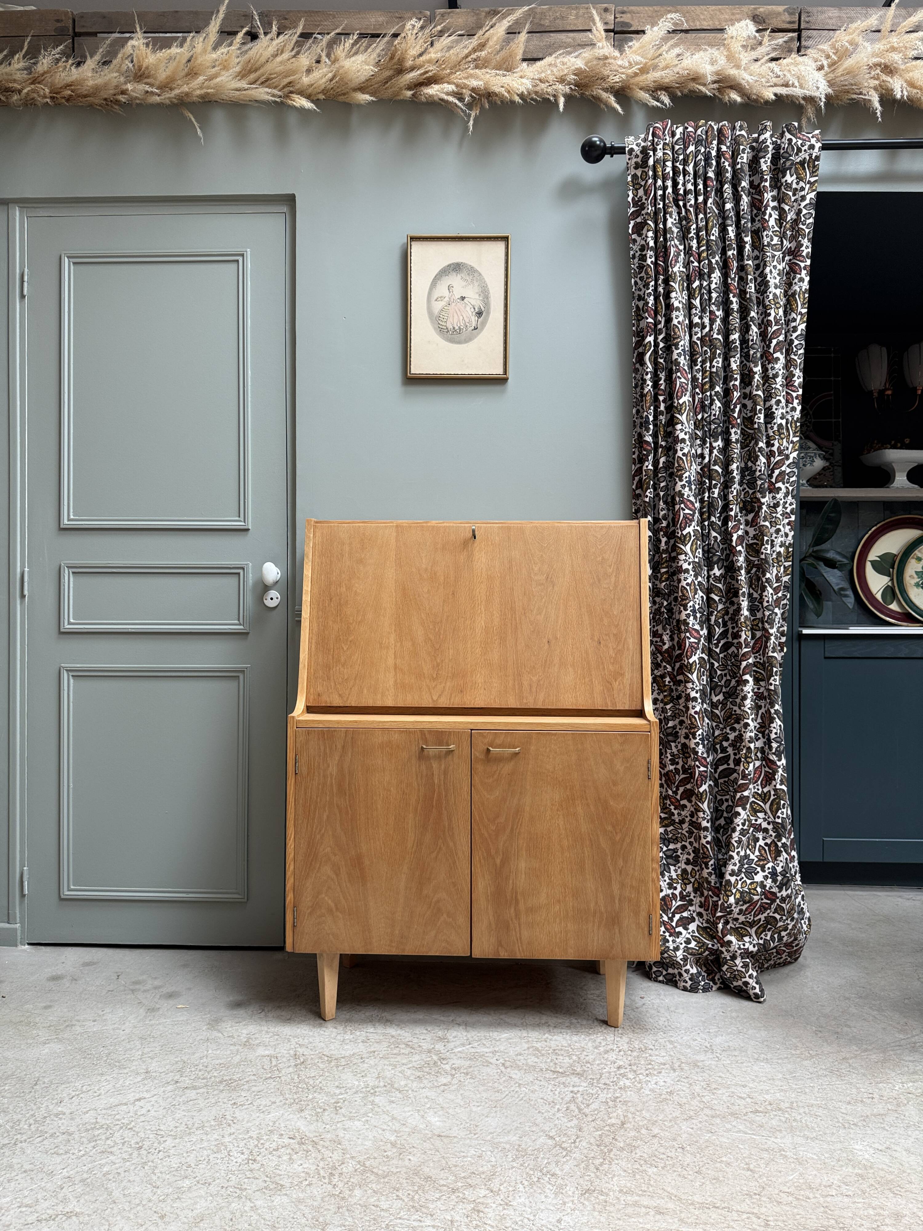 Secrétaire mid-century en chêne (rénovée)