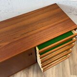 Scandinavian teak sideboard with 4 sliding doors, 60s
