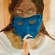 Signed painting of a female portrait at the Carnival of Venice "the blue mask"