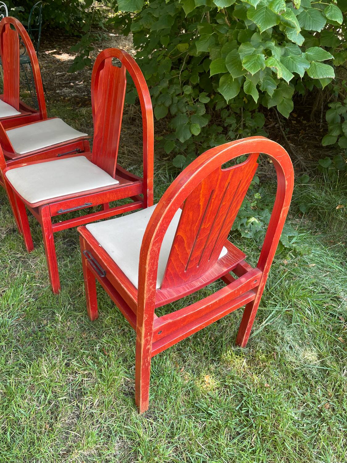 4 chaises bois rouge Baumann Argos