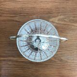 Vintage English Metal and Glass Sugar Bowl / Jam Bowl