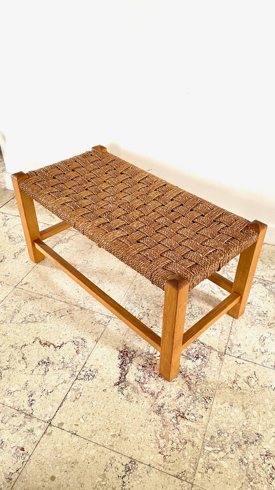 Stool bench wood and rope vintage bohemian spirit