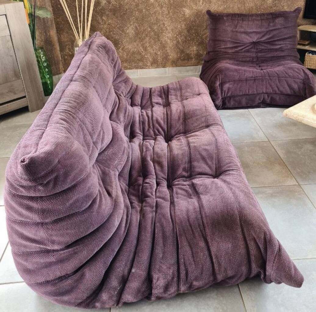 “Togo” set: 3-seater sofa and armchair by Michel Ducaroy for Ligne Roset