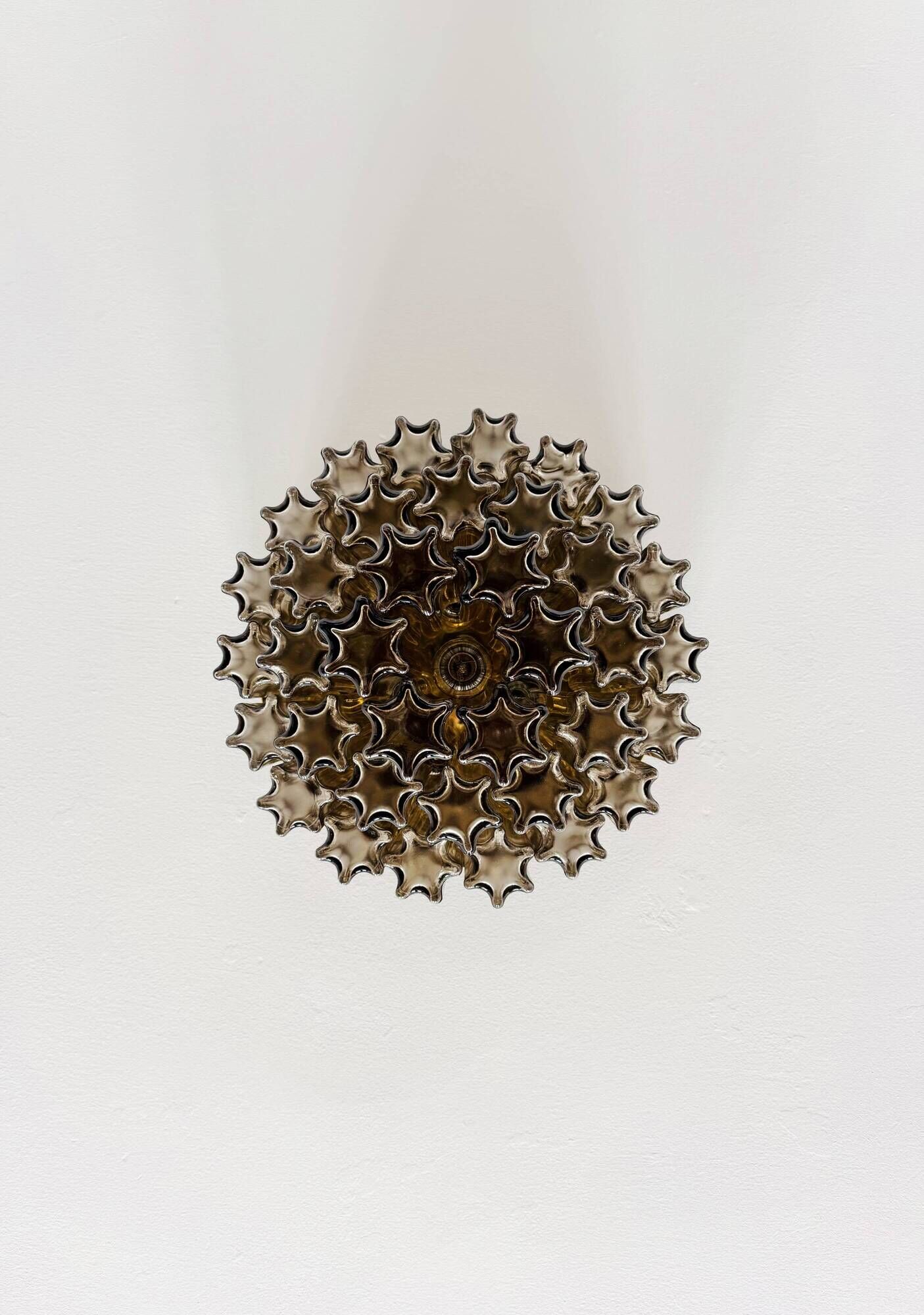 Brass and Smoked Glass Chandelier by Glashütte Limburg