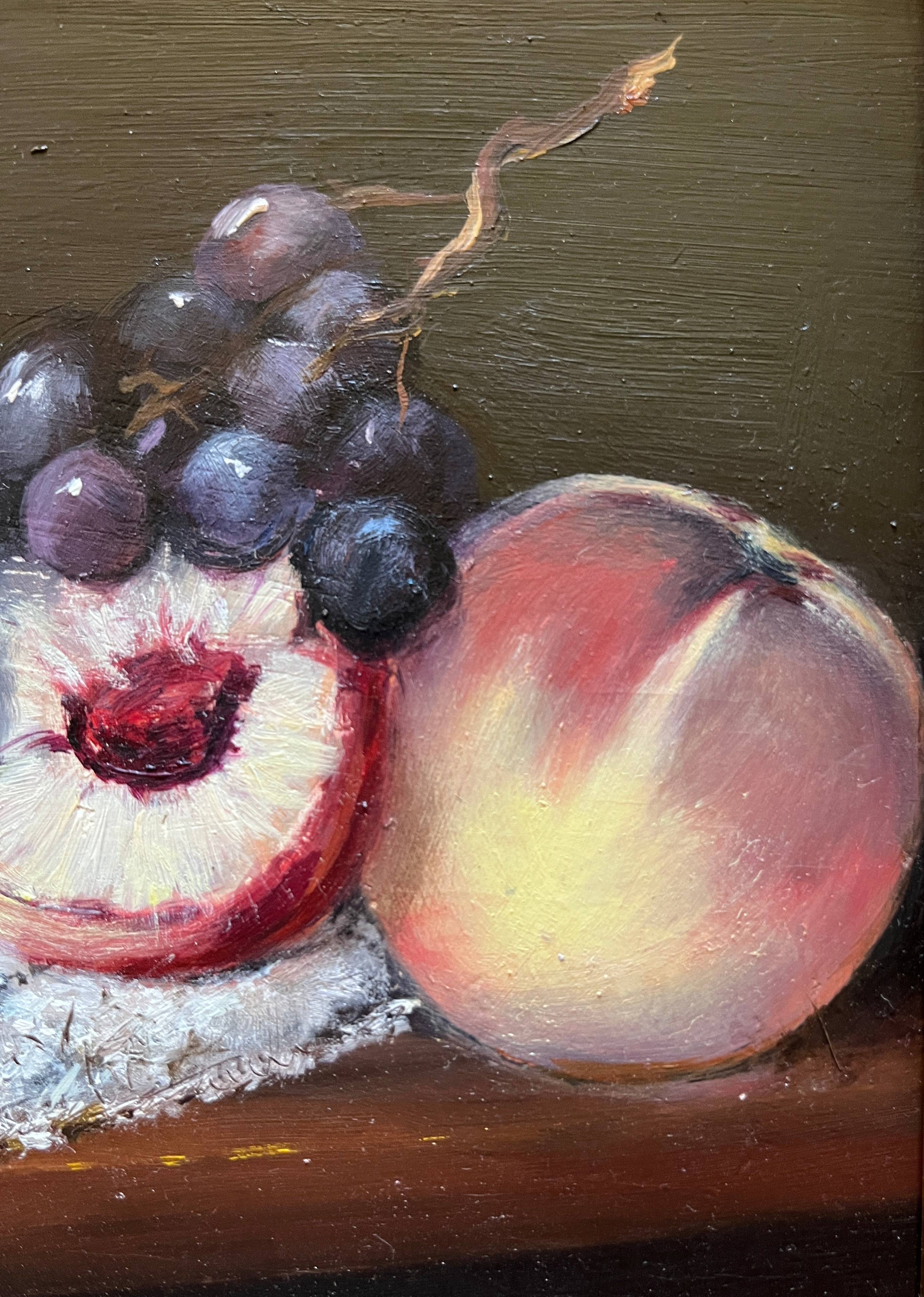 HSP painting "Jam, lace and fruits" signed post-impressionist