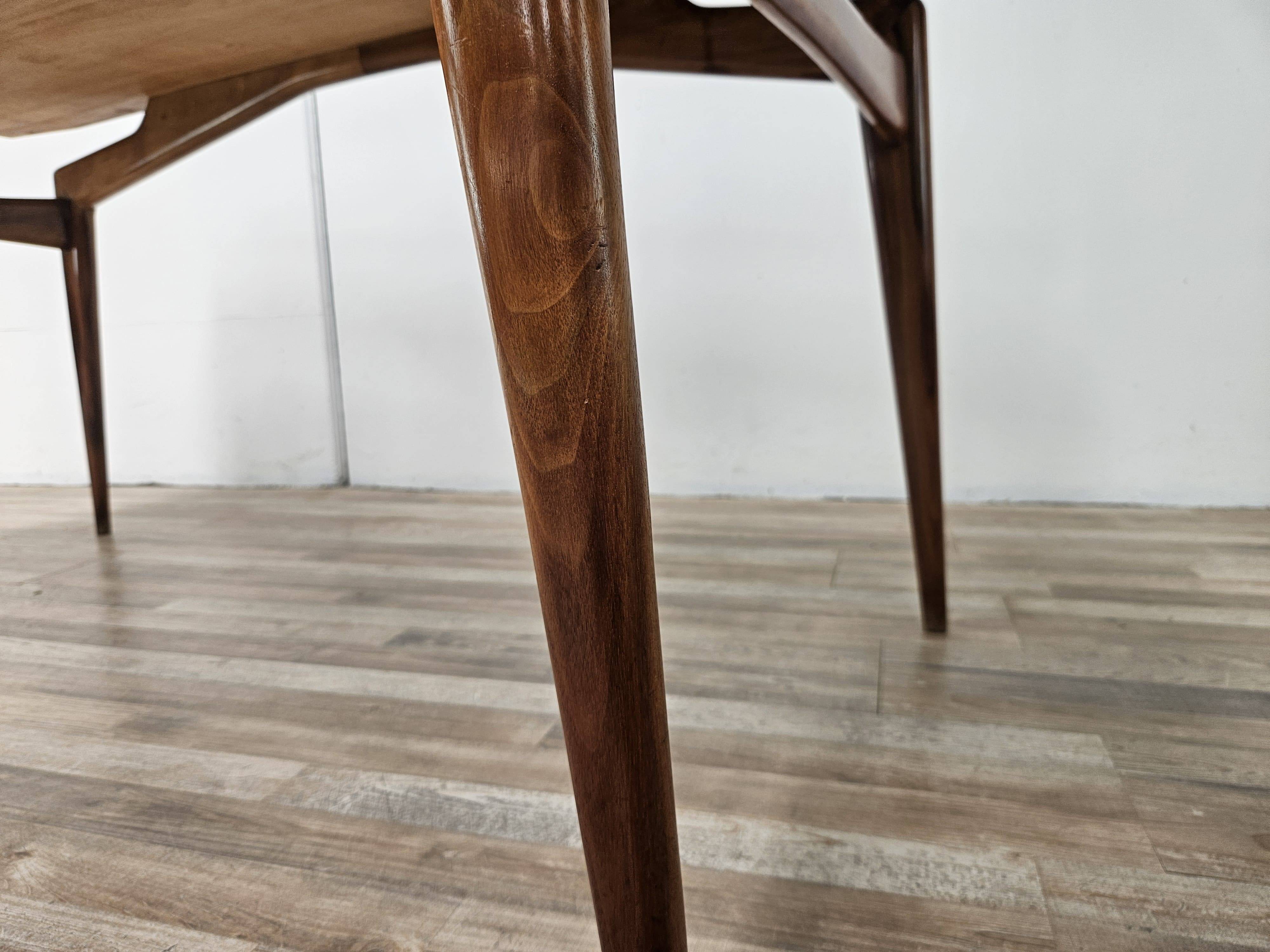 1950s wooden dining table with mirrored top