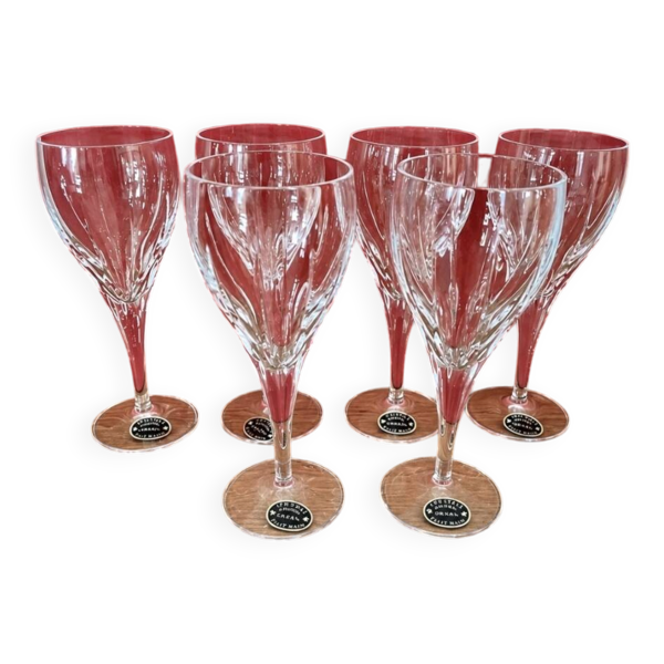 Coffret de 6 verres à vin en cristal de Lorraine neuf