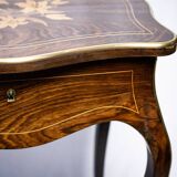 Napoleon III style floral marquetry work table / hairdresser's table.