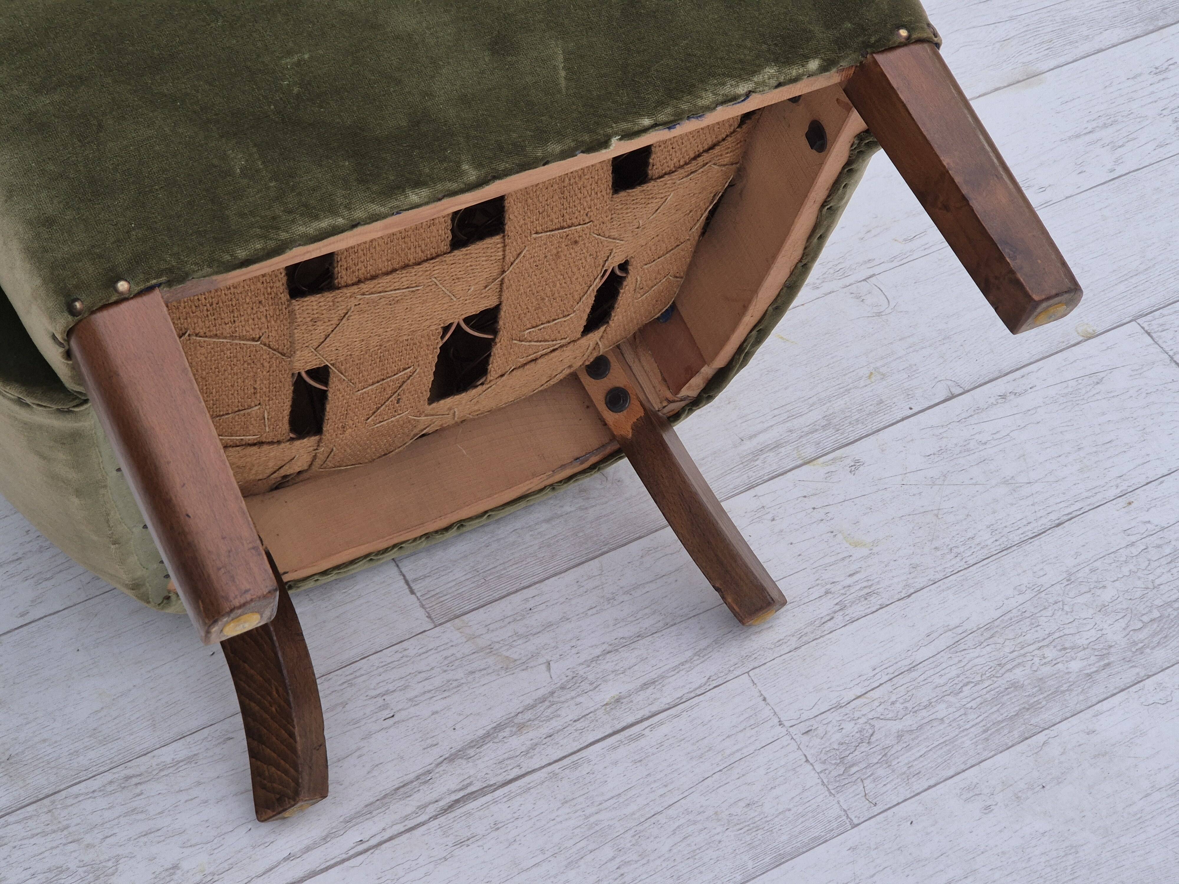 1970s, Danish design, lounge chair, original condition, furniture velour.