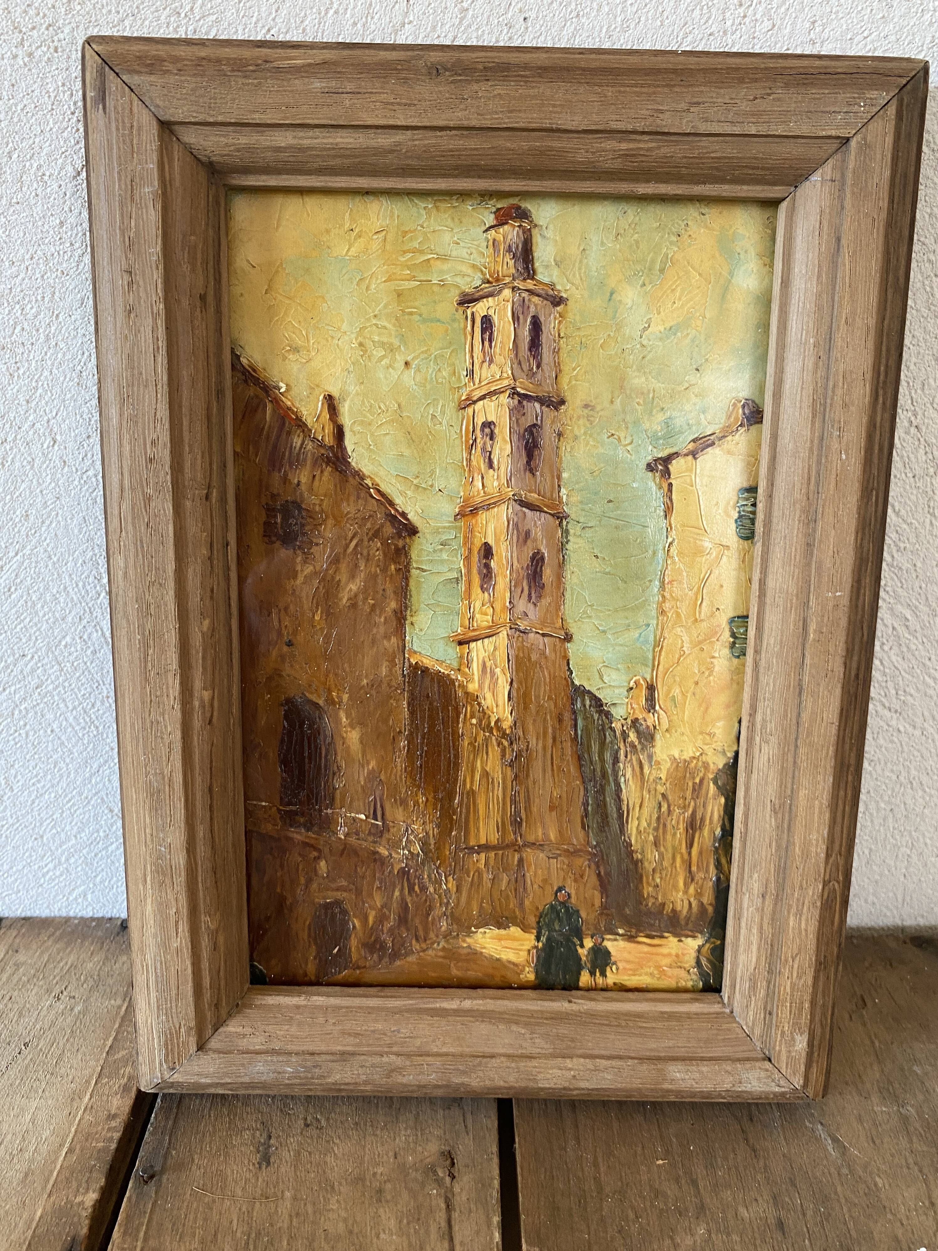 Orientalist oil, wooden and glass frame
