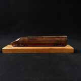 Bronze TGV on a wooden base, scale model of the TGV Sud-Est from the 1980s