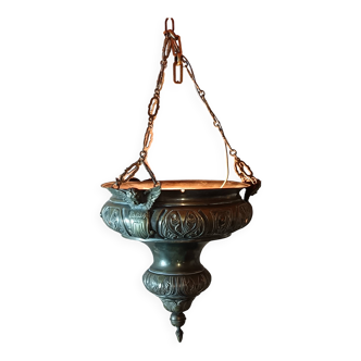 Chandelier / sanctuary lamp / church pendant light / copper and bronze censer