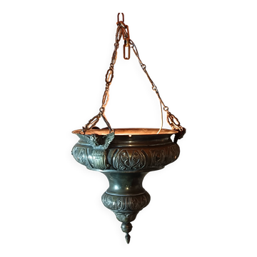Chandelier / sanctuary lamp / church pendant light / copper and bronze censer