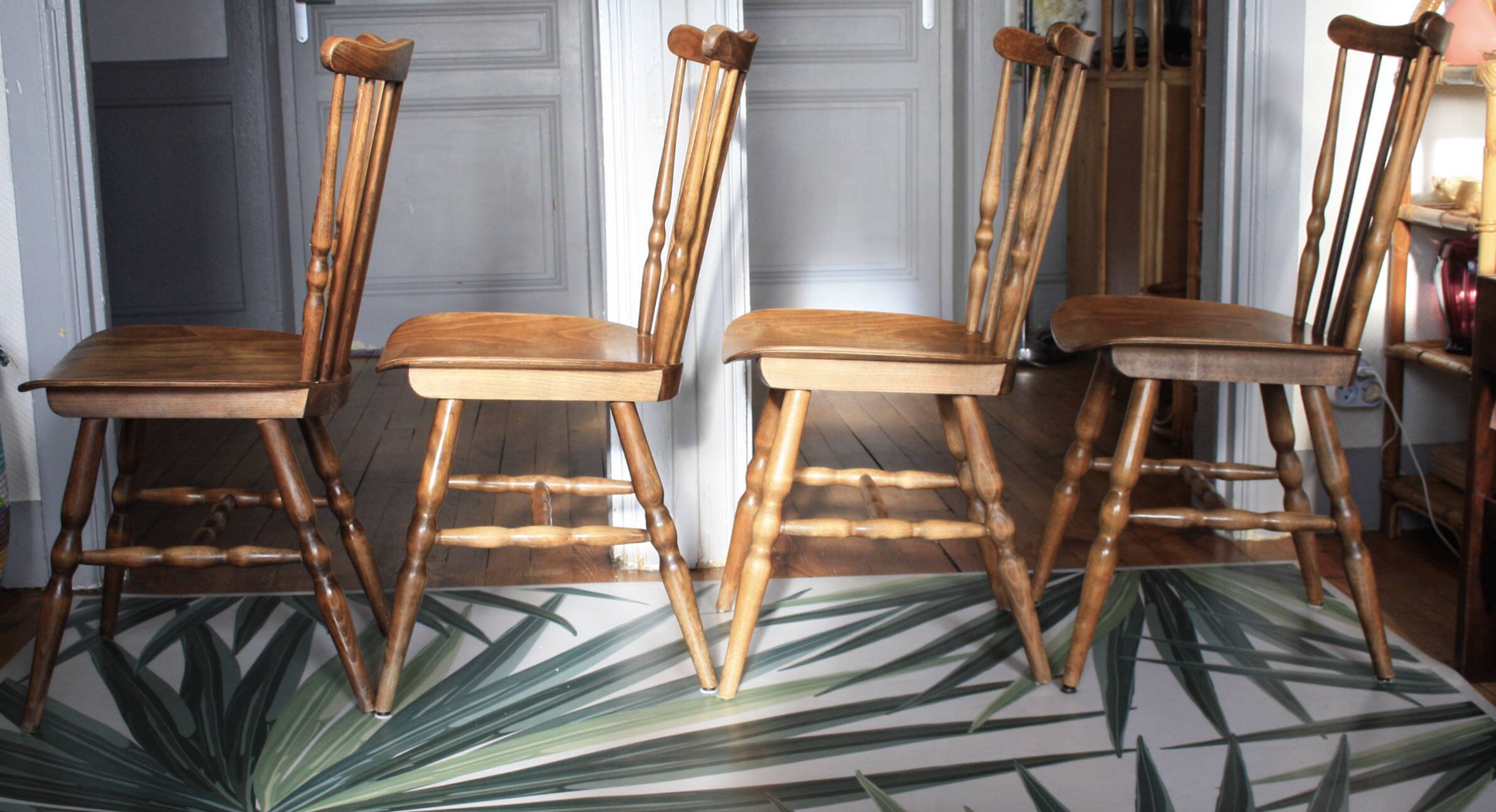 Set of 4 Tacoma Baumann slatted chairs