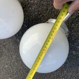 Pair of vintage white opaline school chandeliers