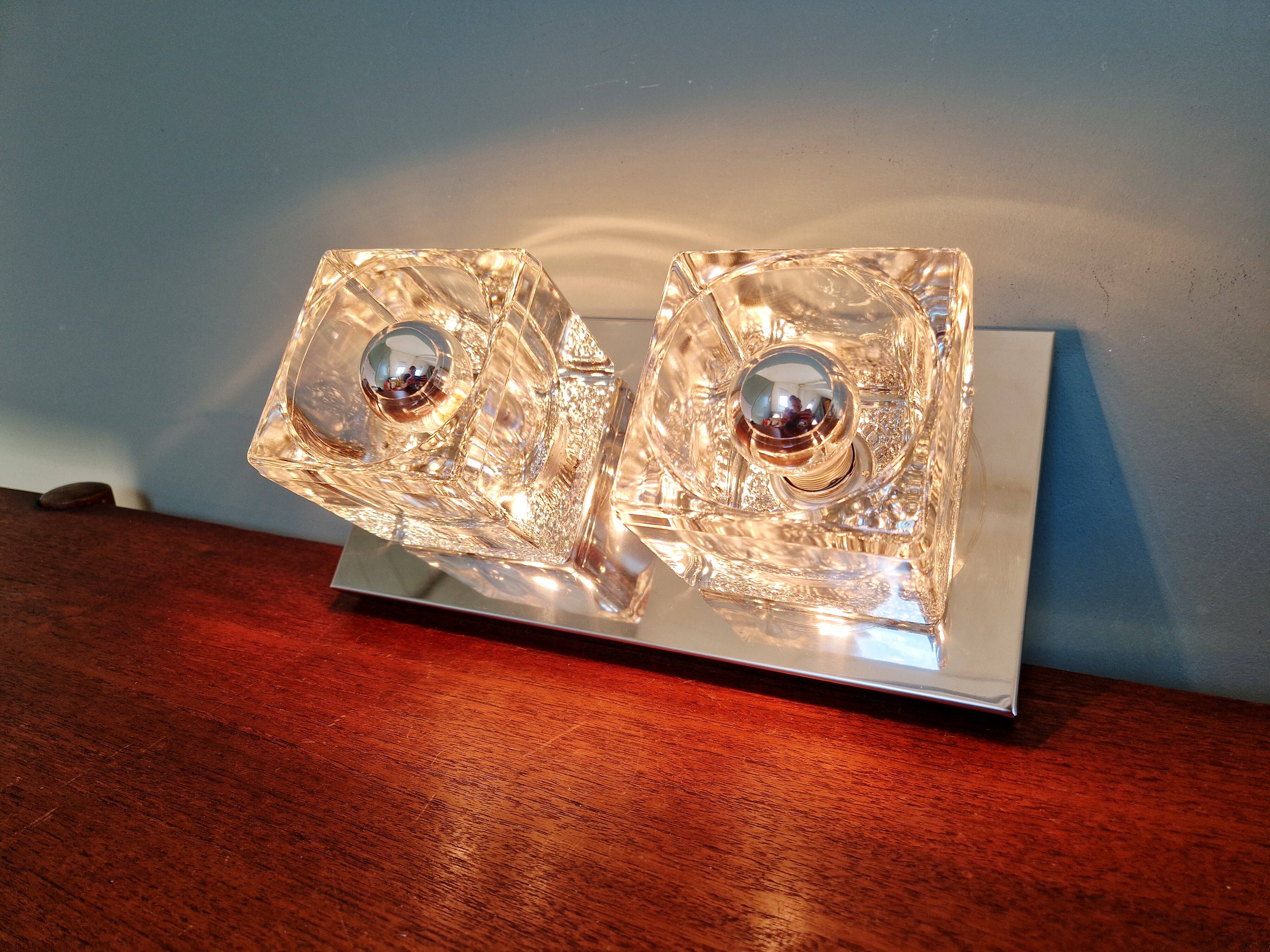 Square ceiling light/wall light Ice Cube, Peill & Putzler, 1970