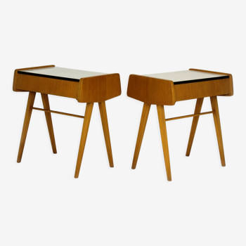 Lot de 2 tables de chevet restaurées du milieu du siècle par F. Jirák pour Zapadoslovenske Nabytkarske Zavody, années 1960