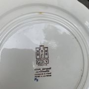 Collectible flat plate, Gien, hand painted, signed MB, made in France, vintage