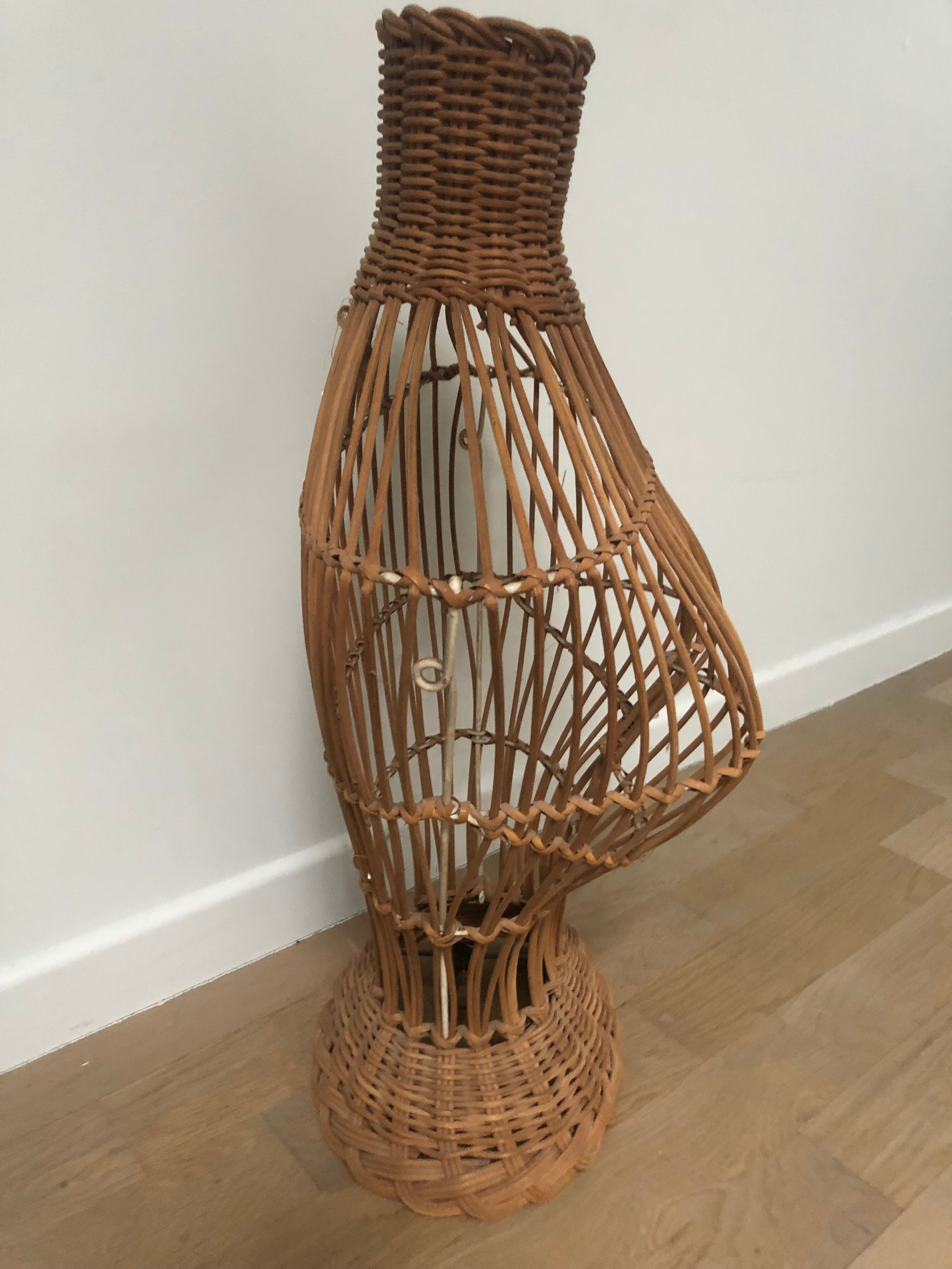 Wicker rattan bust mannequin