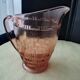 Vintage pink glass water carafe pitcher