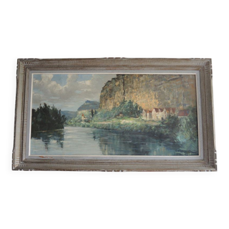 Ancien tableau huile sur toile signé & encadré : g. deschamps