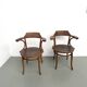 Paire de Fauteuils de Bureau Thonet – Hêtre Courbé & Assises Pyrogravées