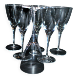 Set of 6 BEAUBOURG red wine glasses in Sèvres crystal signed H20cm