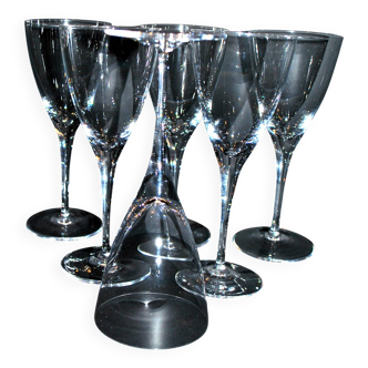 Set of 6 BEAUBOURG red wine glasses in Sèvres crystal signed H20cm