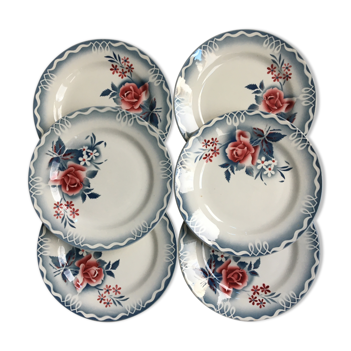 Set of 6 dessert plates "Olga" Digoin Sarreguemines