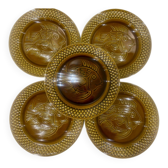 10 fish plates Digoin Sarreguemines