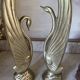 Pair of brass bookends, sculptural swans in Art Nouveau style.