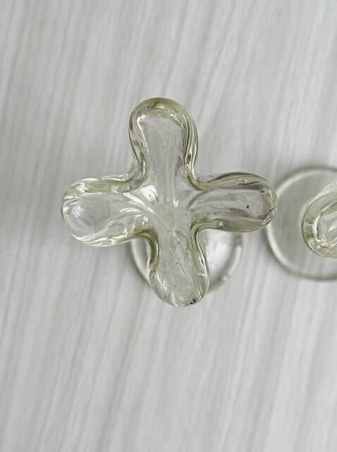 Two antique transparent blown glass soliflores.