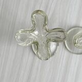 Two antique transparent blown glass soliflores.