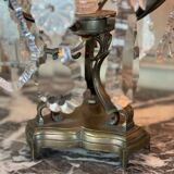 Pair of bronze and cut crystal girandoles circa 1900