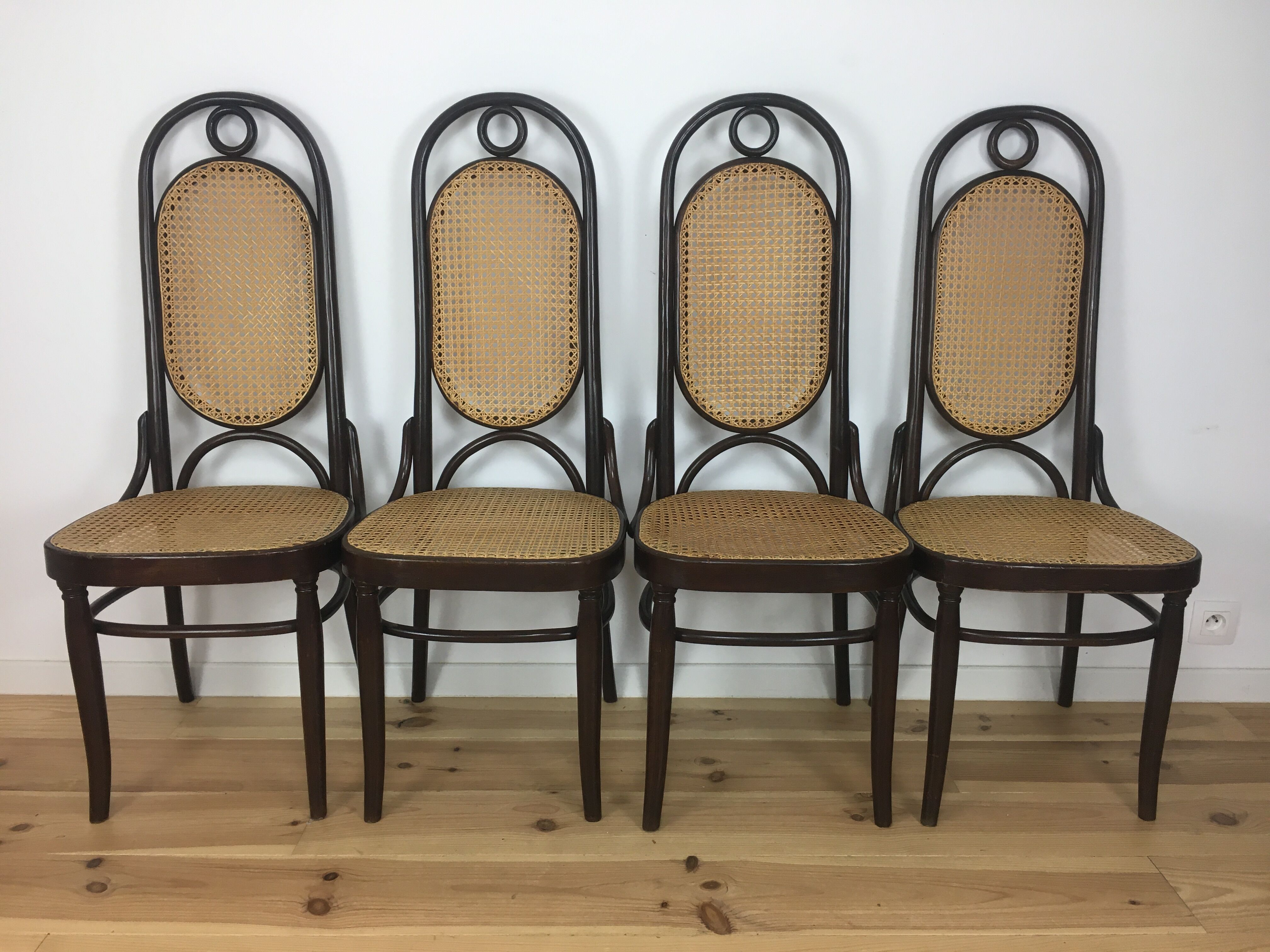 4 bistro chairs number 17 in curved wood and canning