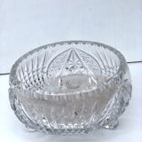Chiseled glass basket cup on legs