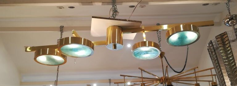 Brass and Murano glass chandelier