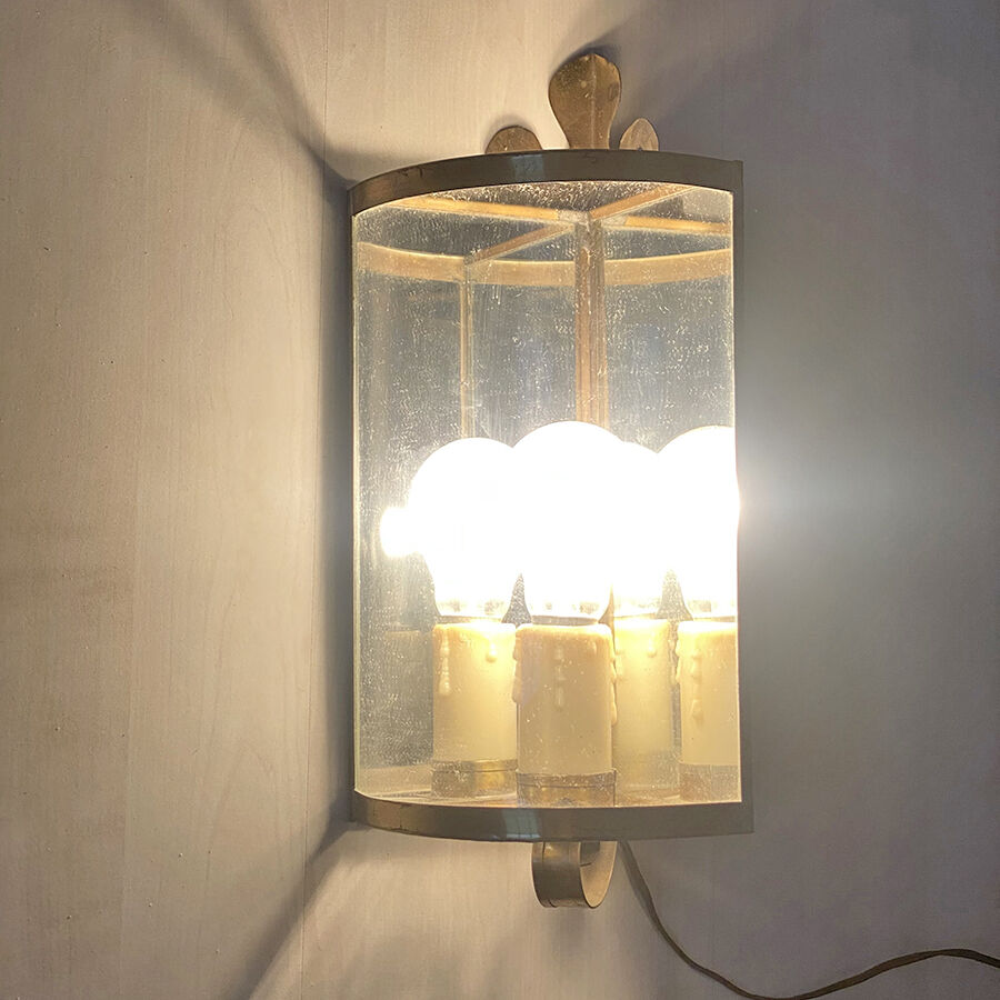 Vintage 50's golden metal corner lantern