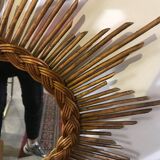 Mirror sun in oval rattan - 58x62cm