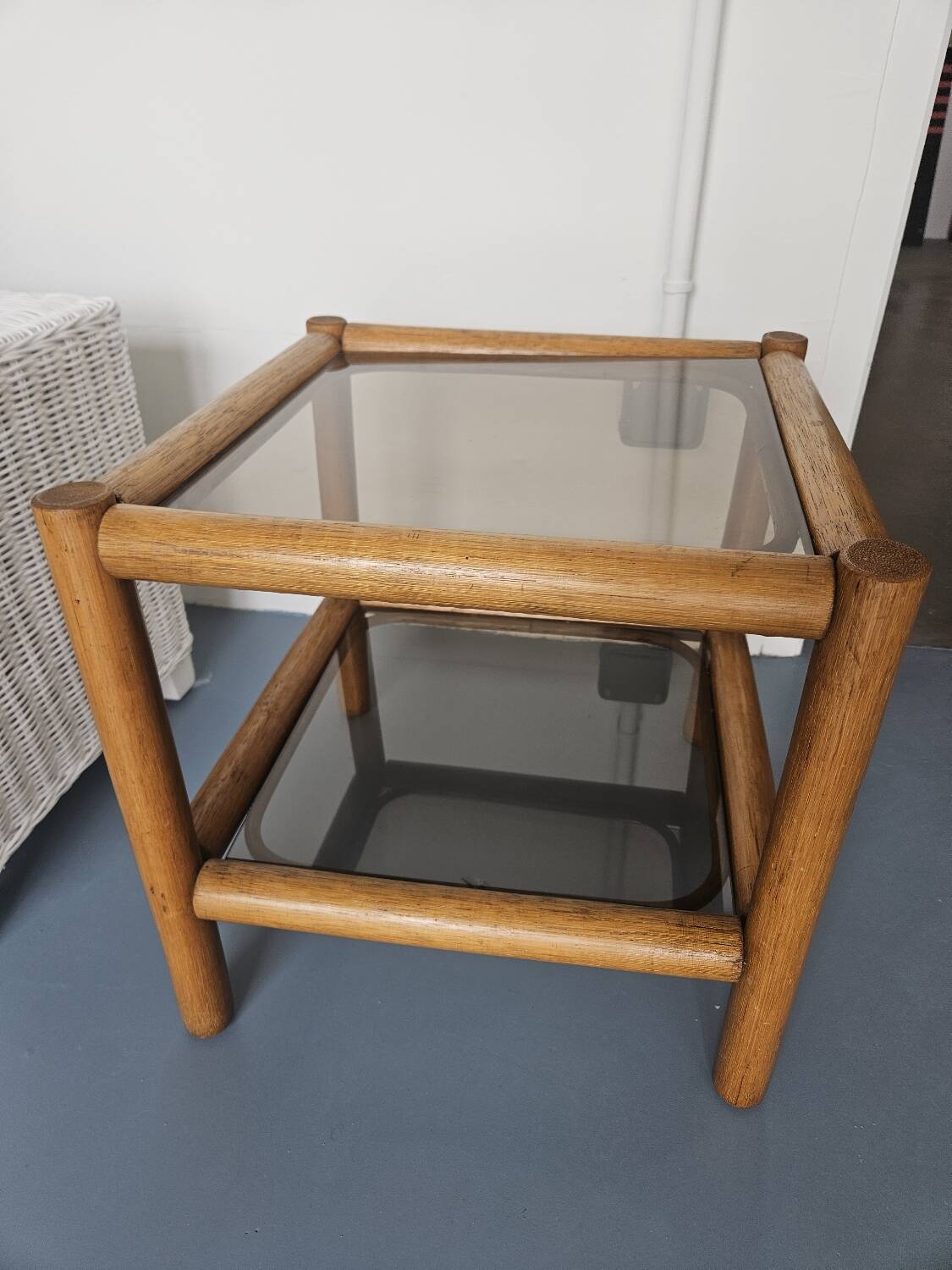 Glass and rattan table