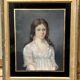 Old pastel portrait on canvas of a young noble, signed and dated 1899 on the back, gilt frame.