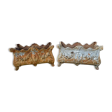Pair of enamelled cast iron planters from 1900 from Charleville-Mézières