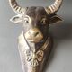 Bronze patinated metal bull wall hook