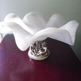 Fruit cup with silver metal foot, Murano granite glass "Vetro eseguito da maestri di Murano"