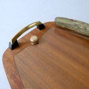 Plateau en teck et verre, scandinave, années 60