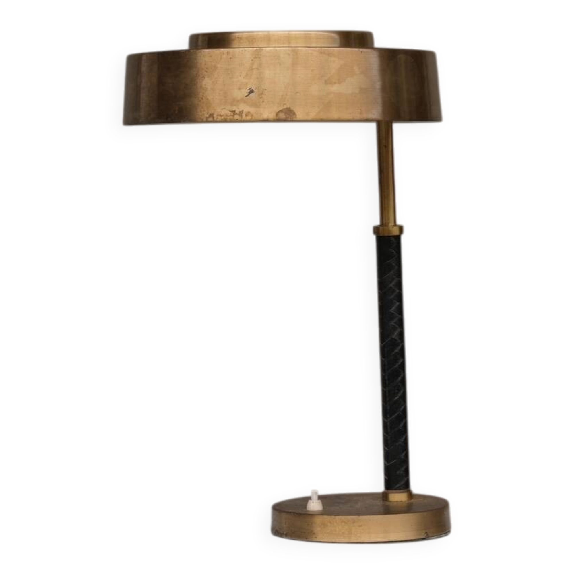 Brass and Leather Swedish Mid-Century Table Lamp