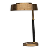 Brass and Leather Swedish Mid-Century Table Lamp