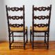 Pair of old turned wood chairs