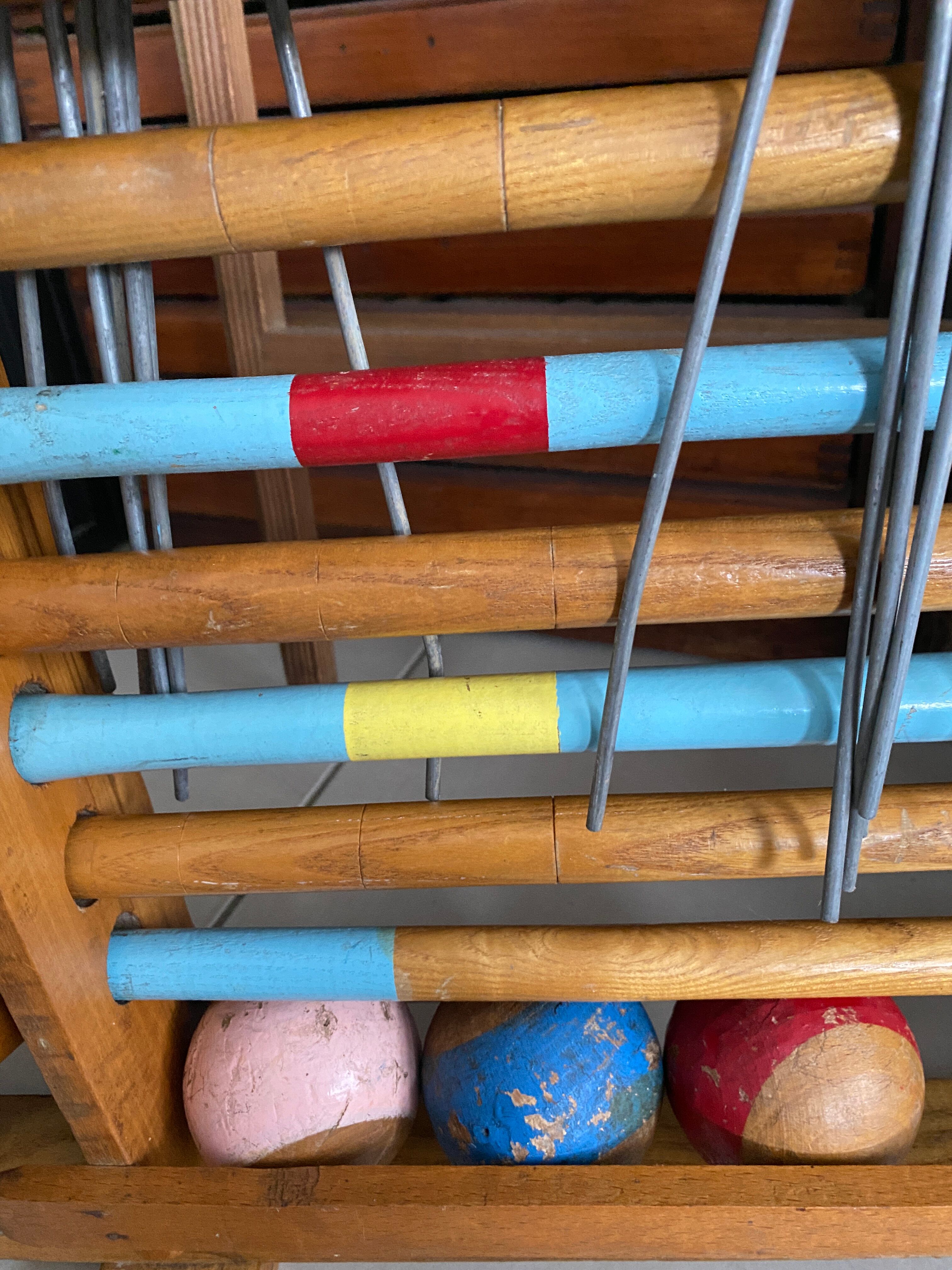 Old wooden croquet game