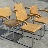 Set of 4 Cesca chairs model B64 with armrests Cesca Marcel breuer design
